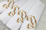 Set of 6 Monogrammed Christmas Napkins / Font 25
