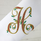 Set of 6 Monogrammed Christmas Napkins / Font 25