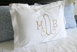 Set of 2 Pillow Shams / Pillowcases / Large Monogram