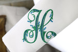 Set of 6 Monogrammed Napkins / Arabesque Monogram