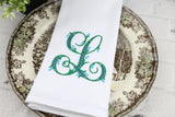 Set of 6 Monogrammed Napkins / Arabesque Monogram