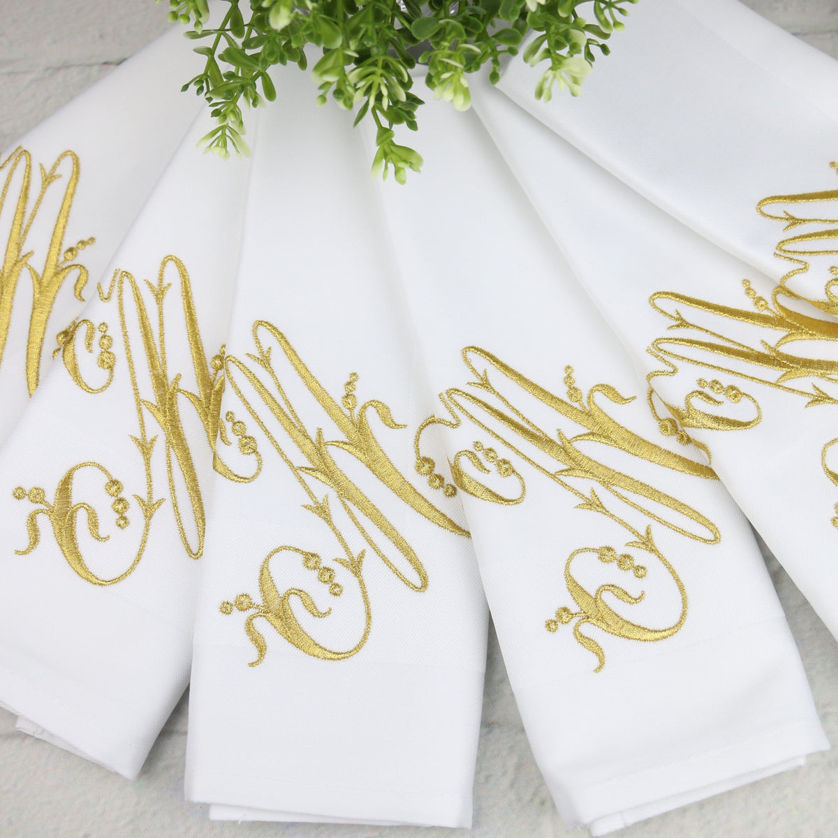 3 Letter Bulk Monogrammed Wedding Napkins, Set of 100, Embroidered