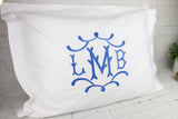 Set of 2 Pillowcases / Pillow Shams / Large Monogram