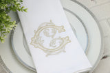 Set of 6 Monogrammed Napkins / Vintage Vine Monogram