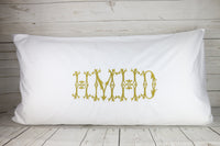 Set of 2 Pillow Shams / Pillowcases / Large Monogram