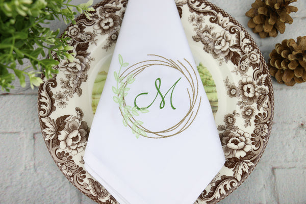 Set of 6 Monogrammed Christmas Napkins / Christmas Frame