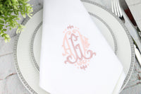 Set of 6 Monogrammed Napkins / 3 letters monogram