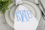 Set of 6 Monogrammed Napkins / 3 letters monogram