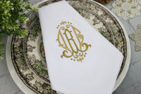 Set of 6 Monogrammed Napkins / 3 letters monogram