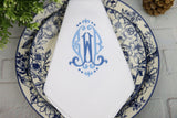 Set of 6 Monogrammed Napkins / 3 letters monogram