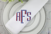 Set of 6 Monogrammed Napkins / 3 letters monogram