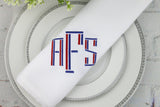 Set of 6 Monogrammed Napkins / 3 letters monogram