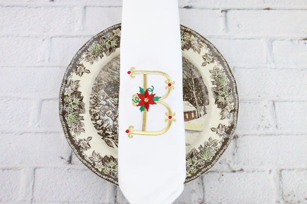 Set of 6 Christmas Monogrammed Napkins / Font 24