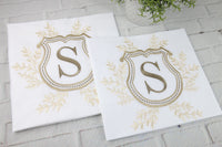 Set of 2 Pillow Shams / Large Embroidery Monogram with Wreath/Frame