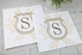 Set of 2 Pillow Shams / Large Embroidery Monogram with Wreath/Frame