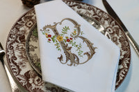 Thanksgiving Napkin / Diamond Vintage Monogram