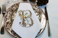 Thanksgiving Napkin / Diamond Vintage Monogram