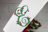 Set of 6 Monogrammed Christmas Napkins / Font 25