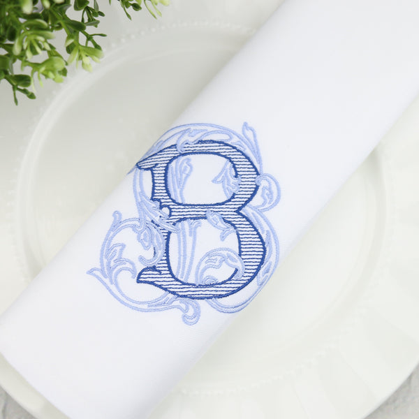  Muka Personalized Embroidered Letter Cloth Dinner Napkins  Cotton Thick with Hemstitched Mitered Corners Custom White Linen Napkin for  Wedding Dinner Gift-V-14X14: Home & Kitchen