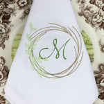 monogrammed napkins, embroidered napkins, wedding décor,  wedding napkins