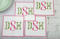 Set of 6 Monogrammed Cocktail Napkins